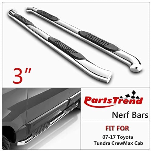 3 Inch Stainless Steel Side Steps Nerf Bars Running Boards for 2007-2017 Toyato Tundra Crew Max Cab
