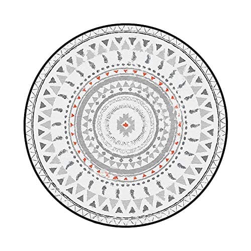 Grey Nordic Triangle Pattern Round Area Rug, Hypoallergenic Soft for Skin Touch Antiskid Design Protect for Home Floor Bedroom Living Room Kitchen 4ft