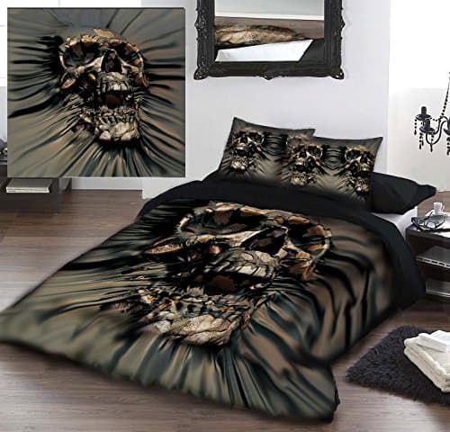 SKULL RIP-THRU Queensize Bed Duvet &amp; Pillow Bed Linen Set Officially Licenced David Penfound