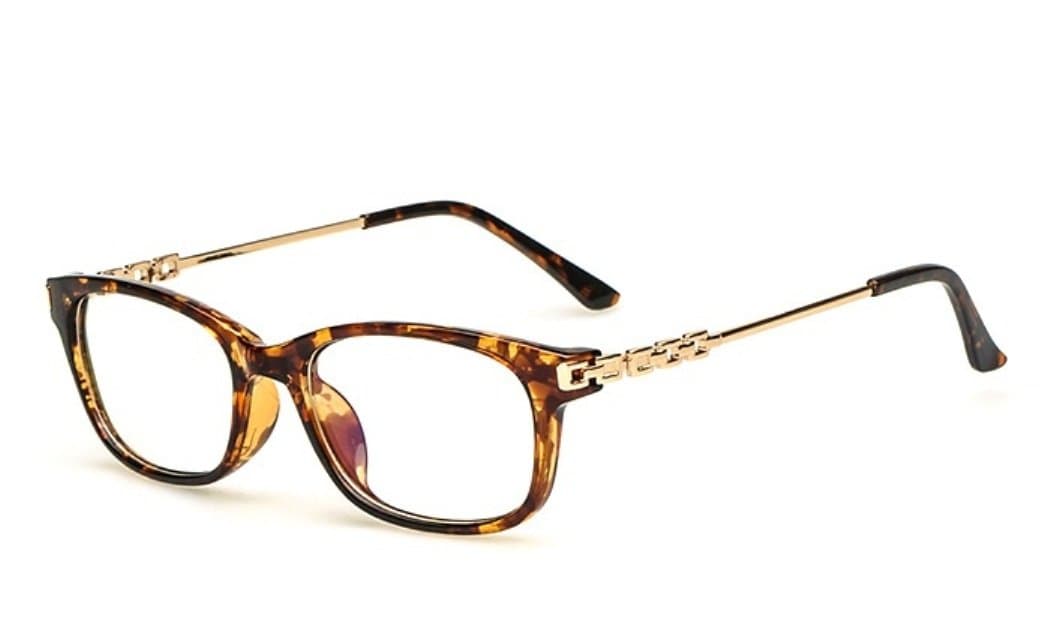 Caixia Women's Gold Chain Arm Rectangular 51mm Eye Glasses