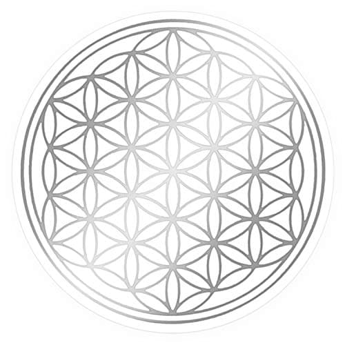 Sticker – Silver – Flower of Life Design (Diameter 3 cm, Outer Diameter 3.4 cm) Set of 5
