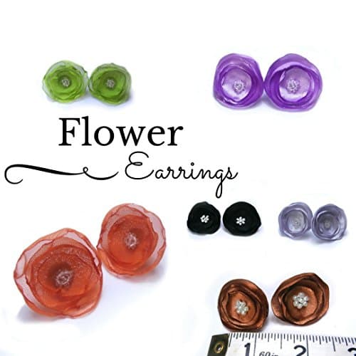Small Fabric Flower Stud Earrings for Bride Bridesmaid Custom Weddings