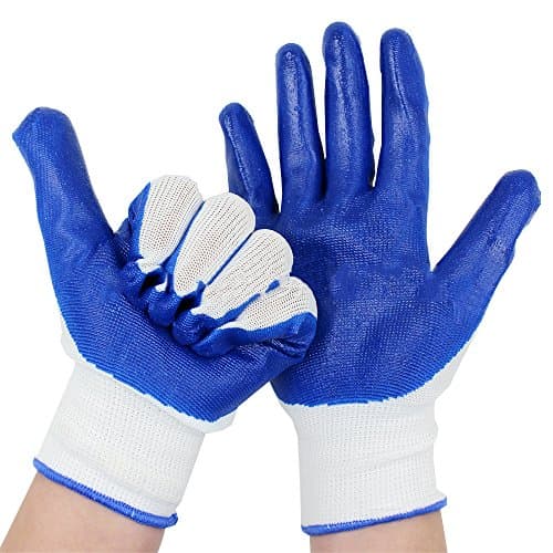 Joyutoy String Knit Palm, Latex Dipped Nitrile Coated Work Gloves for General Purpose, Hand Protection,Yard-work, Cutting,Slicing(Blue)
