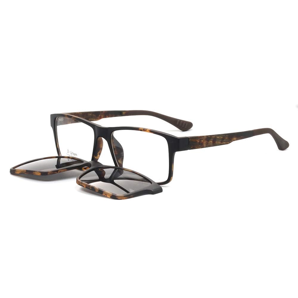 Men's Magnetic Clip-On Polarized Sunglasses + RX-able Eyeglass Frames