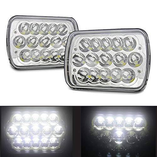 AUXTINGS 2Pcs 45w 7x6 Led Headlights Rectangular 5x7 Hi/Lo Led Sealed Beam H6054 6053 6052 5054 Headlights Replacement for Wrangler YJ XJ MJ Chevy(7x6 inch)