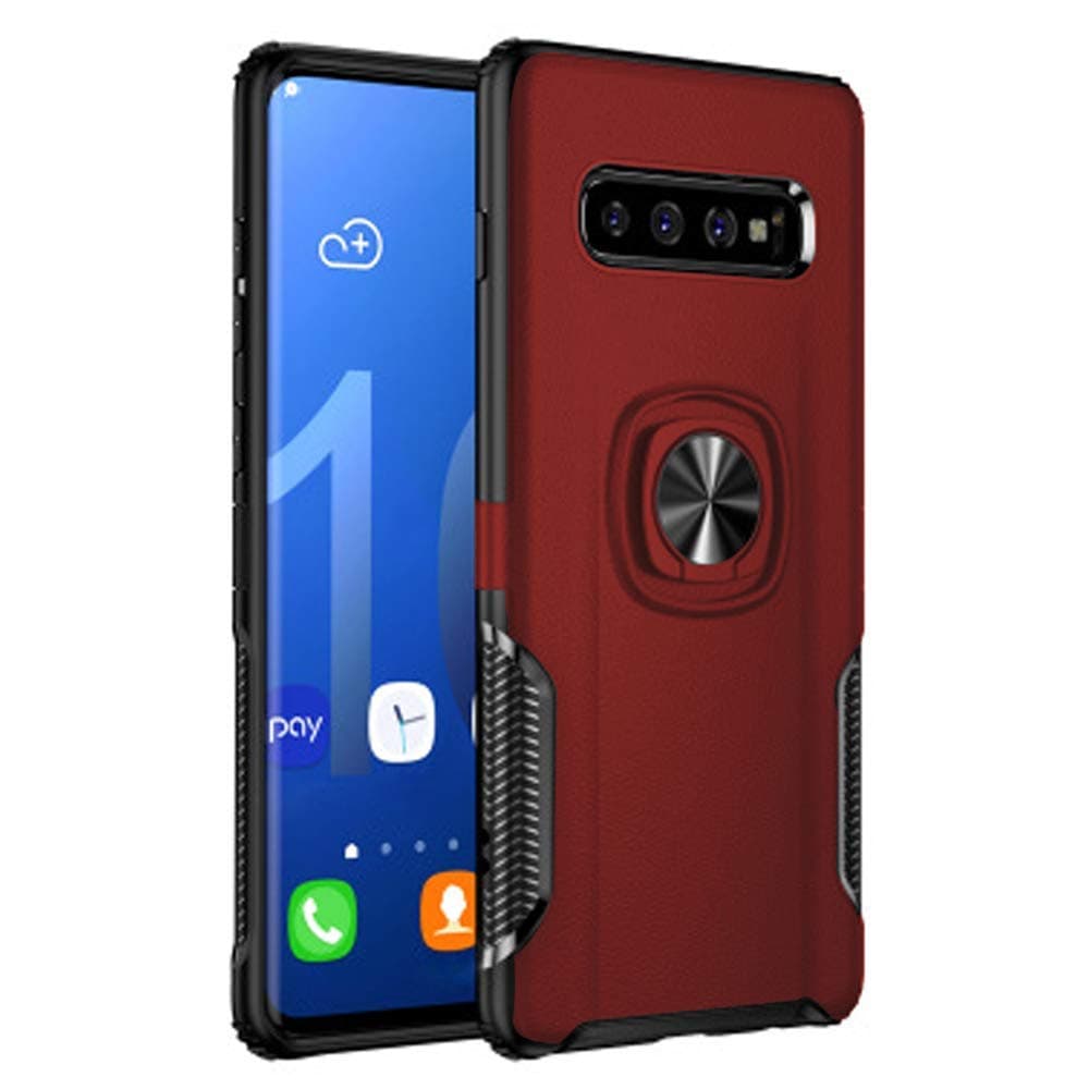 CEGAR Samsung Galaxy S10 Plus Case, Stylish Dual Layer Hard PC Back Case with 360 Degree Rotation Finger Ring Grip Kickstand, Magnetic Car Mount Compatible with Samsung Galaxy S10 Plus(V-Red)