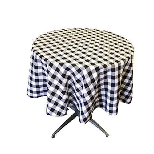 Round Checkered Tablecloth 30 Inches Multiple Colors Available by KS Linens (Black & White)
