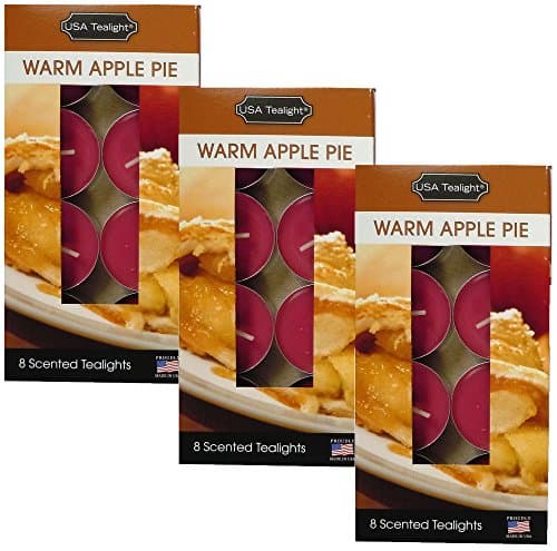 24 USA Tealight Scented Candles (Warm Apple Pie)