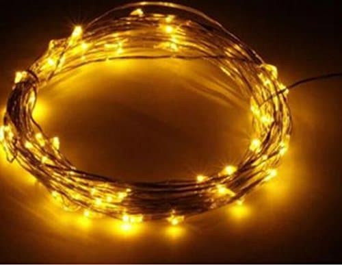 Alkbo 3AA Battery Operated 50 LED Copper Wire String Lights, 10M, Yellow
