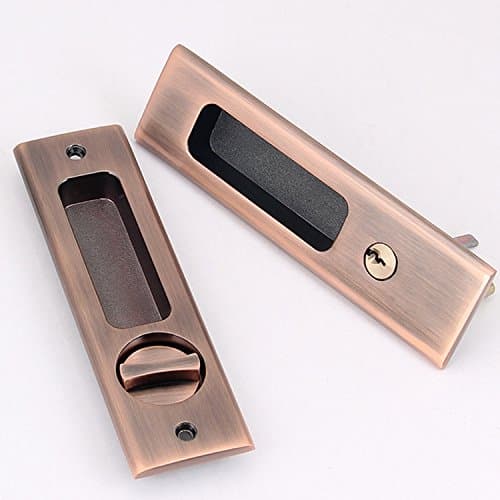 Dometool Bathroom Locks Sliding Door Lever Mortise Handle Locks Keyed Sets,Red Bronze