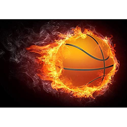 LanimioLOX Basketball Ball on Fire. 2D Graphics. Computer Design. - Removable Wall Mural | Self-Adhesive Large Wallpaper