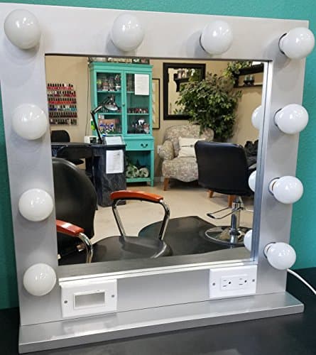 Silver 24 x 24 Lighted Hollywood style Glamour vanity mirror