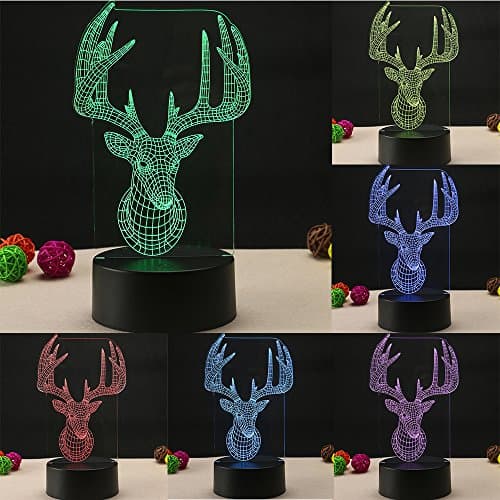 TTqp 3D LED Desk Table Deer Night Light Lamp 7 Color Touch Lamp Kiddie Kids Children Family Holiday Gift Home Office Childrenroom Theme Decoration