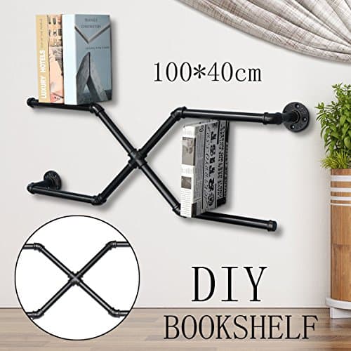KINGSO Industrial Retro Pipe Shelf Hung Bracket Storage Wall Mount Bookshelf DIY Storage Shelving 39.37''x15.74''