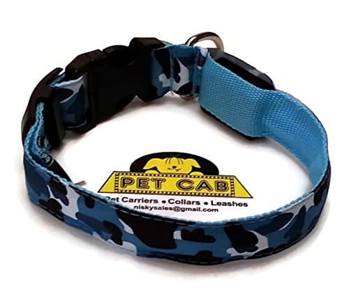 LED Dog Collars Camo Camouflage Pet Print Sizes Small Medium Large Pink Green Blue Orange Red Yellow 3 Modes Slow Fast Flashing Steady Lights Night Walking Safety Safely See Dark Traffic Battery Replace Flexible Washable