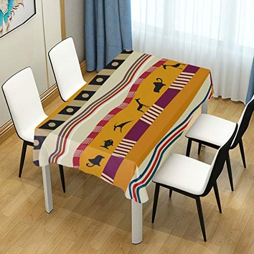 LIUBT Africa Ethnic Boho Geometric Pattern Rectangle Tablecloth Wedding Party Dining Room Picnic Kitchen Washable Table Cover, 54 W X 54 L inches
