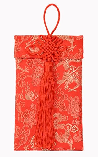 Chinese Element Festive Silk Red Envelopes Gift Card Envelopes (Dragon + Knot)