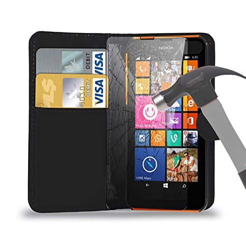Leather Wallet Case Cover Pouch With Tempered Glass Screen Protector For All New Nokia Lumia 640/635/630/735/730/520/525/435/625