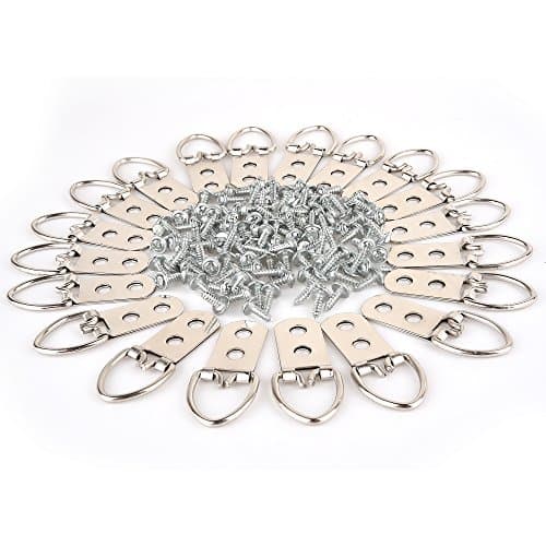 Speedfeet Heavy Duty 2-Hole D-Ring Picture Frame Hanger Home,Hostel and Office,50 Pack with Screws Set,Nickel Plated Steel (2-Hole D-Ring)