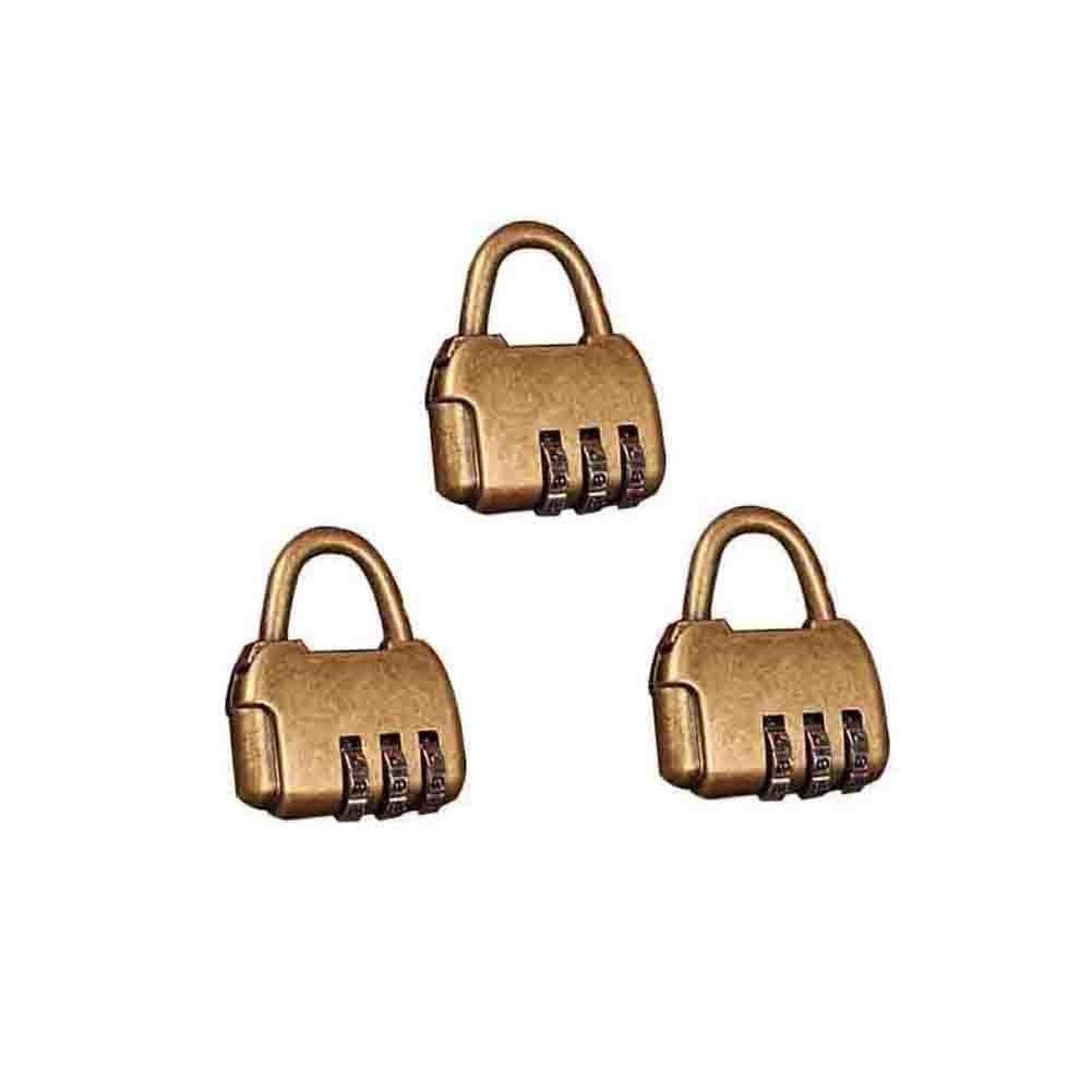 Haidong 3Pcs Antique 3-Digit Re-settable Padlock Security Combination Lock for Suitcases & Baggage
