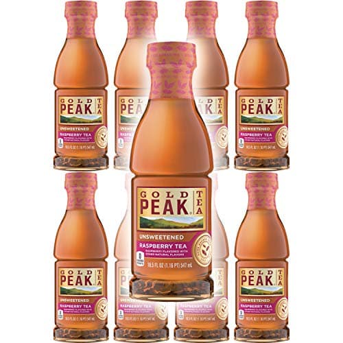 Gold Peak Unsweetened Raspberry Tea, 18.5oz (Pack of 8, Total of 148 Oz)