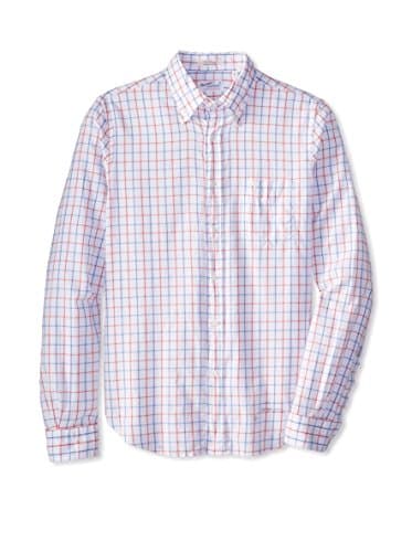 Gant Rugger Men's Windblown Oxford Tatterstall Hugger Original Button Down Bright Red SM