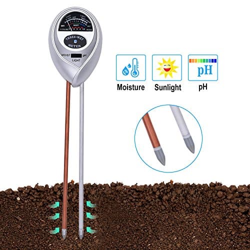 TBLUES Soil pH Meter, 3 in 1 Soil Test Kit Including Soil Moisture Meter, Sunlight Meter, PH Meter for Garden, Lawns, Farm, Home, Gardening Tools and Gifts for Women, Men(No Battery Needed)