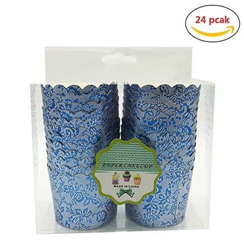 Cupcake Papers Baking Cups Blue Cup Liners Simply Baked for Wedding Birthday Baby Shower Party Decoration,24-pack