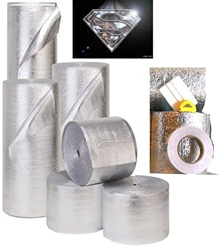 Supershield Multipurpose 24" x 50' 100sqft Reflective Foam Core DIY Insulation Weatherization Kit Includes Foil Tape, Knife, and Squeegee - Water Proof/Meets Fire Codes/Made in USA