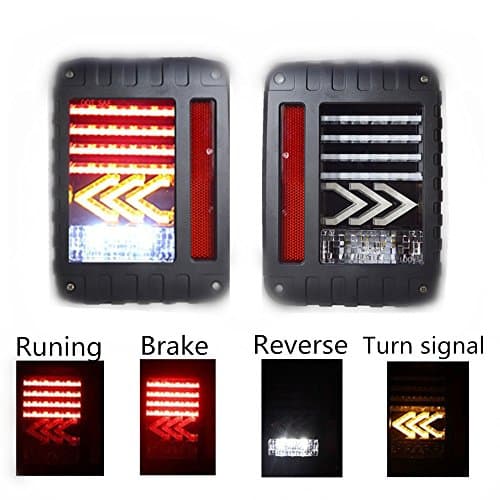Oceson Arrow Pattern LED Tail lights Rear Lamp Brake Turn Signal Reverse light With DOT For Jeep Wrangler JK JKU Sahara Rubicon 2007-2017(1 Pair)