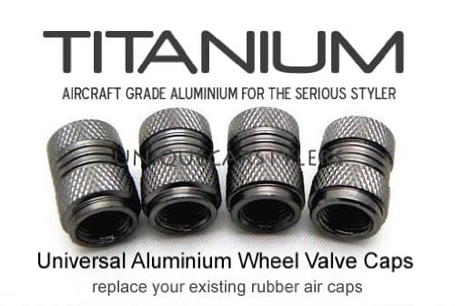 Universal Aluminium Wheel Valve Air Caps - TITANIUM - Suitable for ALL MAKES OF CARS, including AUDI, BMW, VW, MERCEDES-BENZ, PORSCHE, FORD, VAUXHALL, HONDA, RENAULT, MINI, JAGUAR, SEAT, PEUGEOT, BENTLEY