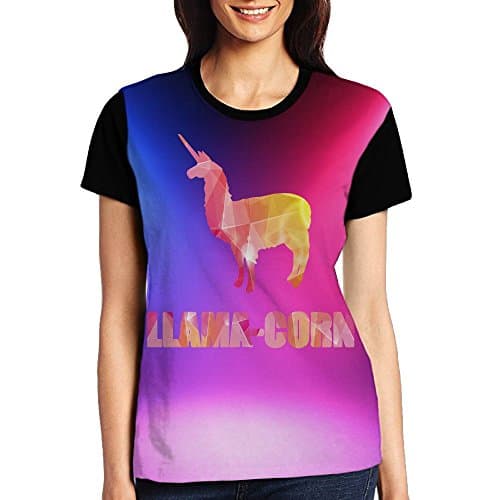 Llama Corn0 Women's Short Sleeve Tops Tee Crew Neck T-Shirt XL