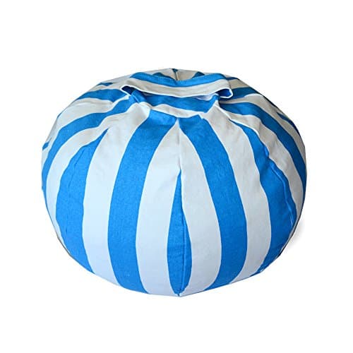 Stuffed Animal Storage Bean Bag Chair | Perfect Storage Solution For Extra Blankets / Pillows / Covers / Towels / Clothes,Blue