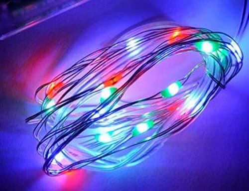 DIY light Alkbo 30 LED Battery Operated String Lights 10 Feet Silver Wire 4color 3PCS