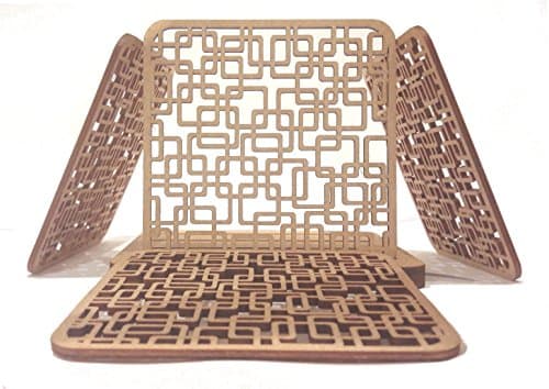 Decorative Wood Tabletop Coaster Set With Holder | Unique Table Protection Drink Coasters Hot Pads Plate Tray Tea Coffee Mug Tabletop Barware 4x4 inch 10x1 (Find me)