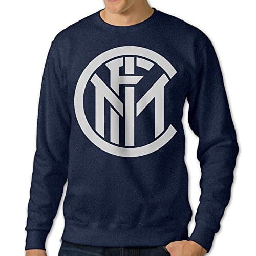 ReBorn Men's Pullover Inter Football Milan Long Sleeve Tee Crew Neck Sweatshirt Navy L