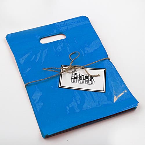 Packstash 9" x 12" (100 Qty) Royal Blue Retail Merchandise Plastic Shopping Bags - (Small) Premium Tear-Resistant Film, Double Thick Handles, Vibrant Glossy Finish