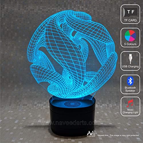 Naveed Arts - Valentine Gift Online - Bluetooth Speaker 3D Illusion LED lamp - Teddy -5 Colour Changing for Decoration/Gift - BTL019 - Factory Outlet