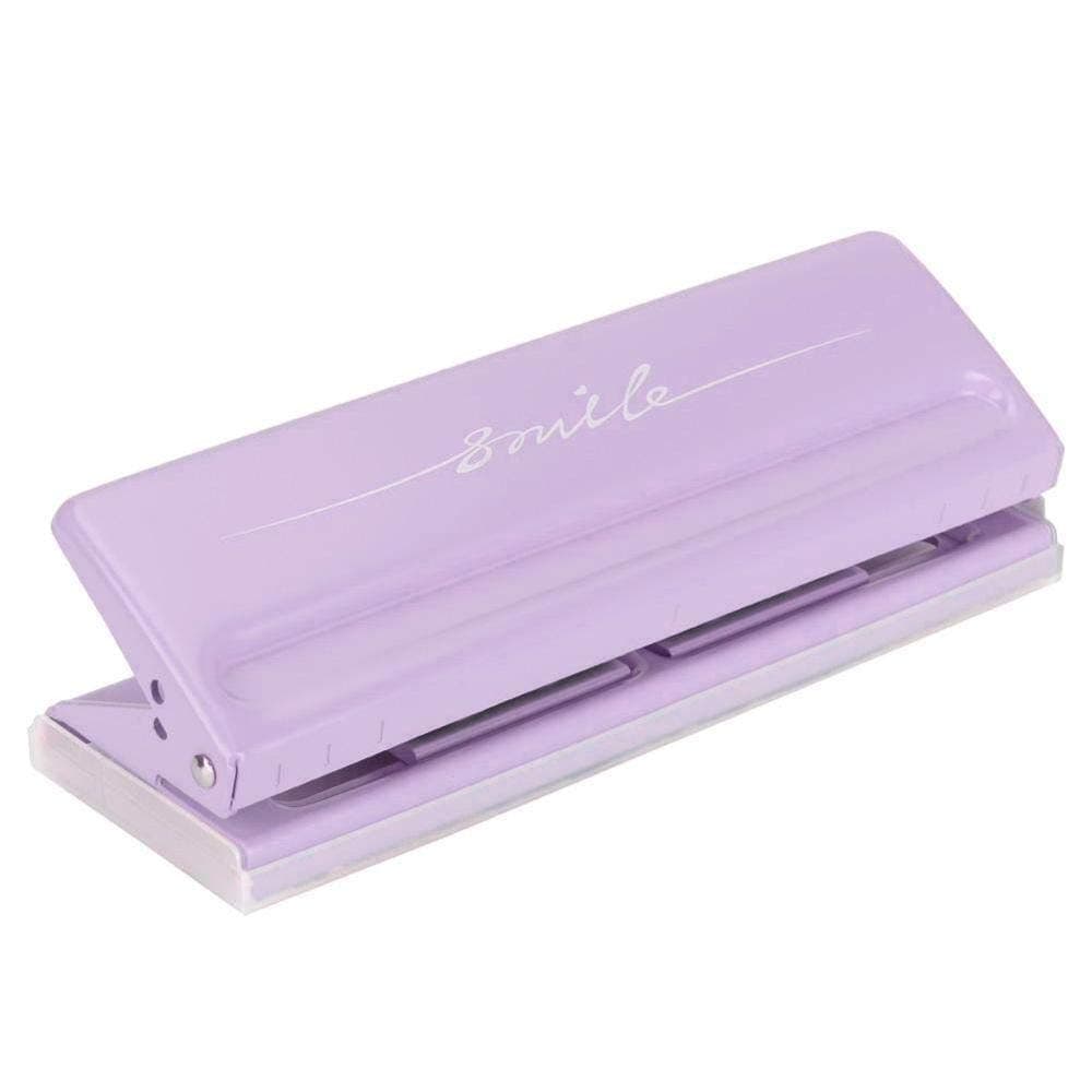 Adjustable 6-Hole Paper Punch Desktop Puncher Lightweight Hole Puncher A5 A6 A7 Loose-Leaf Ring Binder Diaries Inserts Pages for School Office, Purple