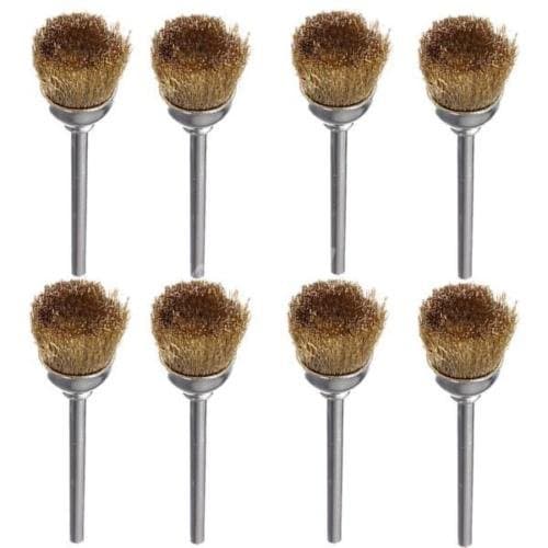 10pcs 3mm 1/8" Brass Wire Wheel Brushes Shank for Rotary Dremel Drill Bits Tools