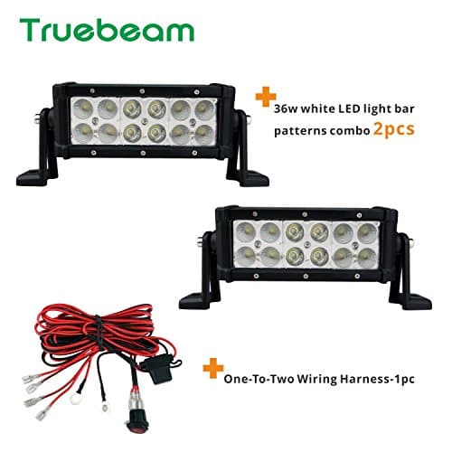 Truebeam 2pcs 8inch Cree Led Light Bar 36W Led Fog Light Spot Flood Combo Beam Waterproof for Trucks Pickup Off Road Jeep 4WD SUV ATV 12/24V IP68 Wiring Kit