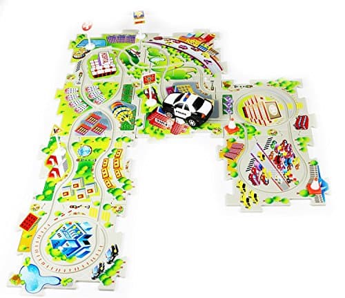Tech Toyz Puzzle Play Children's Activity Set with Battery-Powered Car, Police