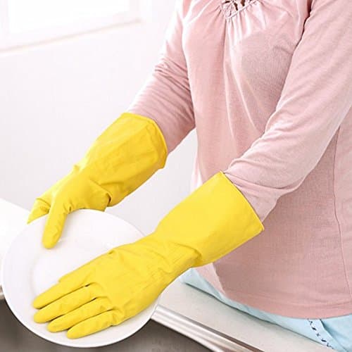 theBathMart 5 Pairs Waterproof Reuse-able Safe Guard Latex Rubber Gloves [Yellow]