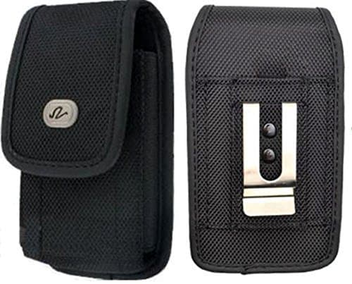 Fly Eclipse 3 IQ4514 Vertical Heavy Duty Case Holster Pouch Canvas Rugged Velcro Closure Belt Clip + Belt Loop [Fits Phone with Mophie Juice Pack/Otterbox/Extended Battery/Commuter On It]