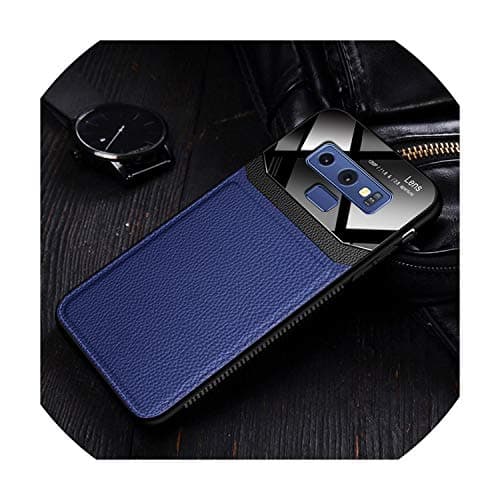 Phone Case Coque,Cover,Case for Samsung Galaxy Note 9 8 Note9 Note8 On Leather Mirror Glass Silicone Shockproof Phone Luxury Cute Case for Samsung Note 9,Blue
