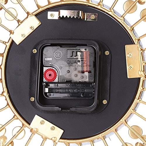 Wall Clock Oversize Large Flower Art Metal Modern Luxury Diamond Silent Clock - Gold