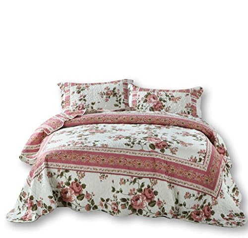 DaDa Bedding VE-KBJ1627-T Bohemian Rose Patchwork Quilted Bedspread Set, Twin, Multicolored