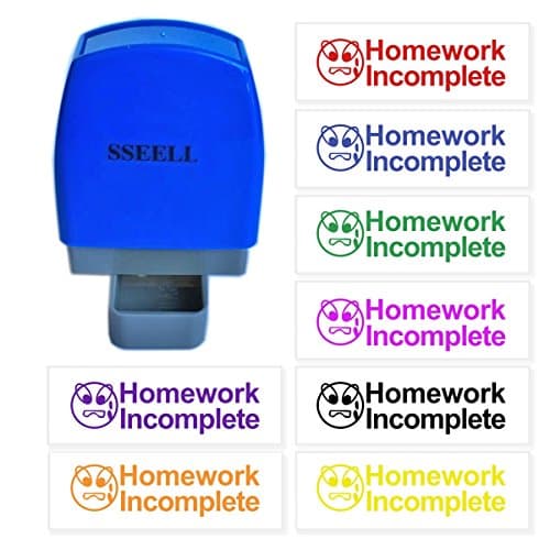 SSEELL Homework Incomplete Reward Stamp Self Inking for School Student Teacher Homework Feedback Stamp Rubber Flash Stamp Self-Inking Pre-Inked RE-inkable School Stationary - Orange Ink Color