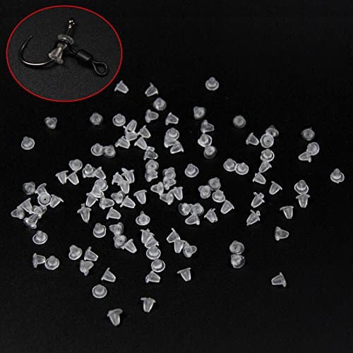 Paystore S Size : [50 PCS] Size S M Clear Rubber Shank Stops on Sliding Ring Rig Carp Fishing Hook Pop Up Set Up Terminal Tackle