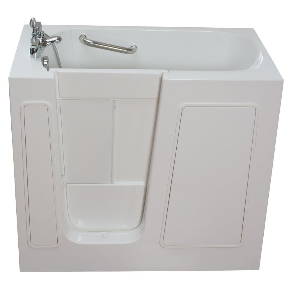 Ella Small 45" Long Soaking Walk In Bath (264501LW), Fast Drain, 26"W x 45"L (60" with Extension Panel) x 40"H, Left Side Door and Drain, White